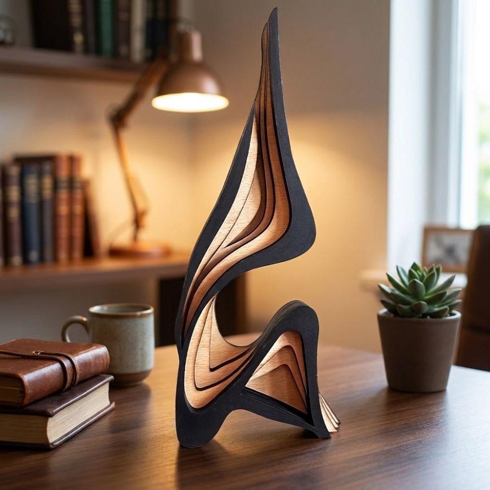 Minimalist Irregular Shape Wooden Ornament Creative Wooden Statue Desktop Ornament  Office