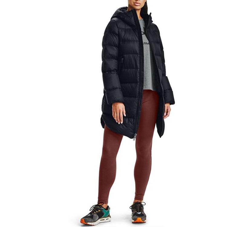 Under Armour Sportstyle Graphic Mid-Length Hooded Down Jacket Women Black 1355836-001