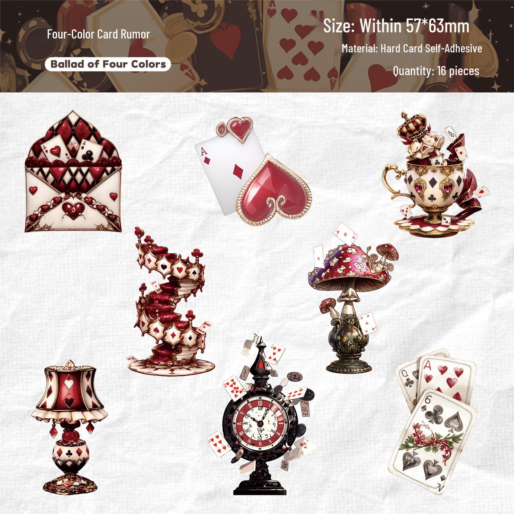 RetroStory Vintage Playing Cards Sticker Pack - 16 Sheets, 6 Styles for DIY Journal Decoration