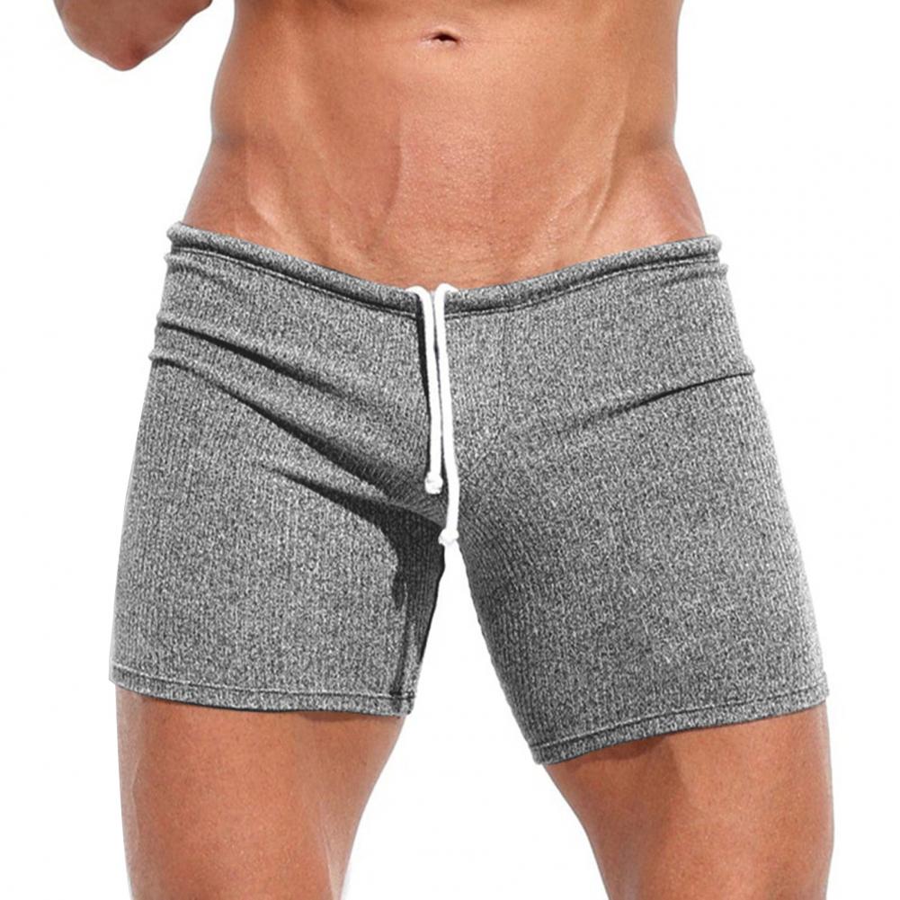 2026 Knee Length Pants Men Summer Drawstring Shorts Slim Fit Above Knee Length Solid Color Beach Sport Casual Shorts