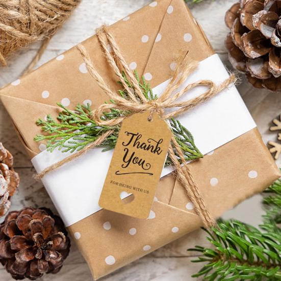 

48Pcs Thank You Tags Kraft Paper Labels with Hanging String DIY Thanksgiving Day Labels Easy to A