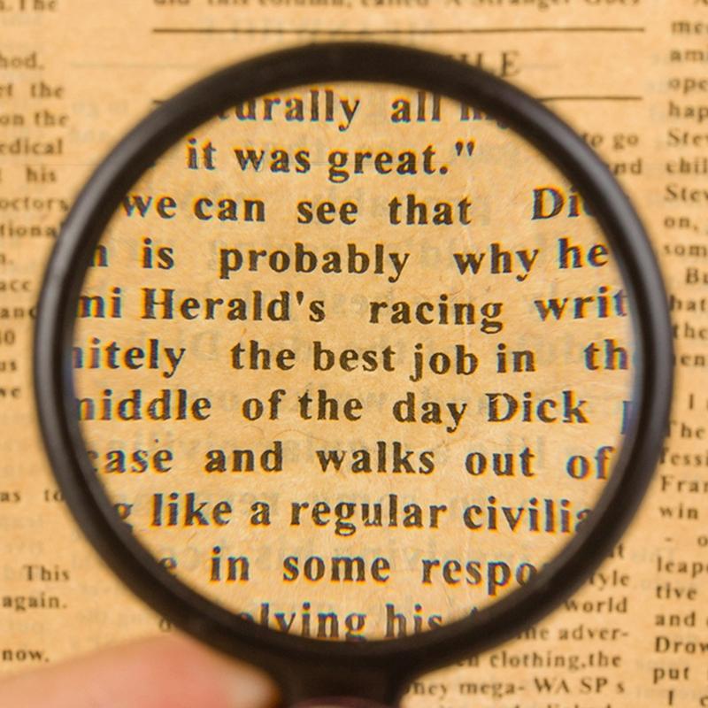 8X Mini Magnifying Glass Folding Pocket Magnifier with Rotating Protective Leather Sheath for Reading Science Jewelry