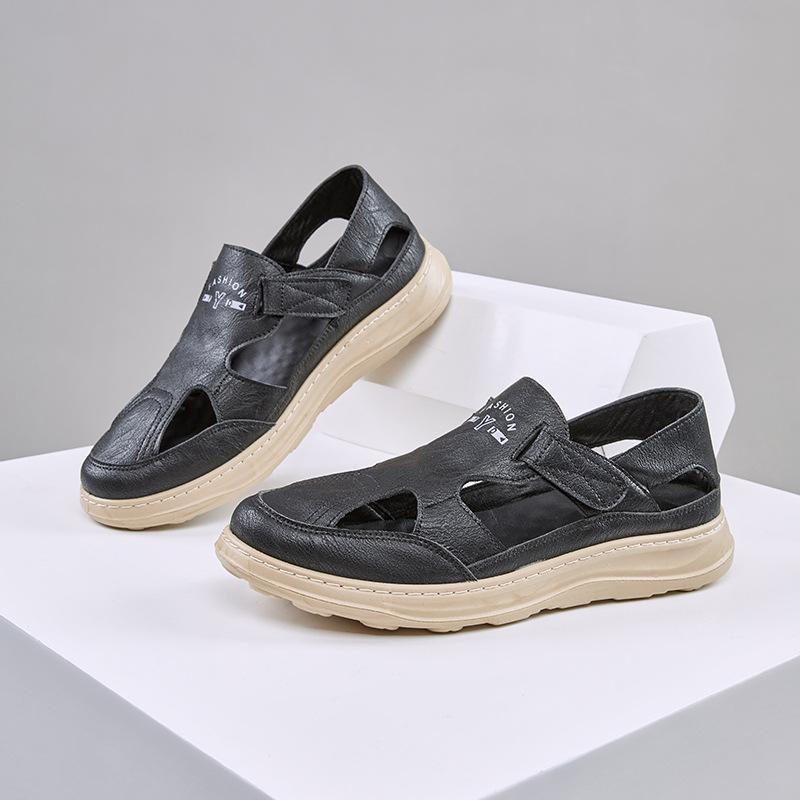 

Мужские летние сандалии из мягкой кожи, дышащие, пляжная обувь, полиуретановая, легкая, мягкая подошва, мужская повседневная обувь, спортивная обувь 44