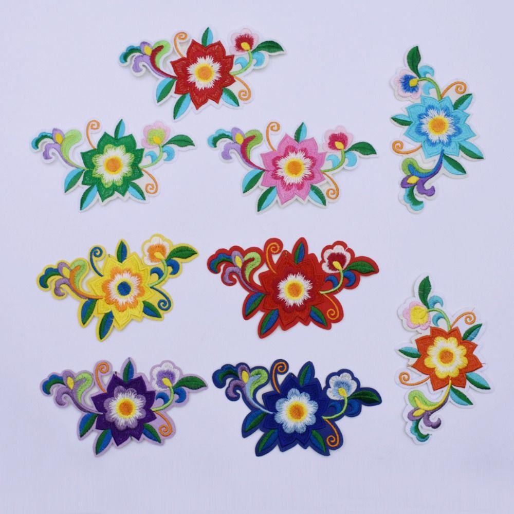 Flowers Leaves Embroidery Patches Hot Melt Adhesive Ironing DIY Embroidery Flowers Patch Sew Iron On Patches