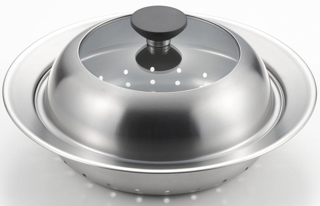 Yoshikawa Steamer for Pots with Glass Stainless Steel Steaming Simply Place on Steam Made in YJ3626 Visible! 20-22cm Lid, Plate, Pot, Food,