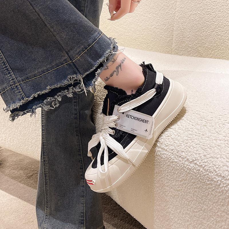 Platform canvas single shoes women's 2025 summer new thin versatile niche women's shoes ins casual sports little white board shoes