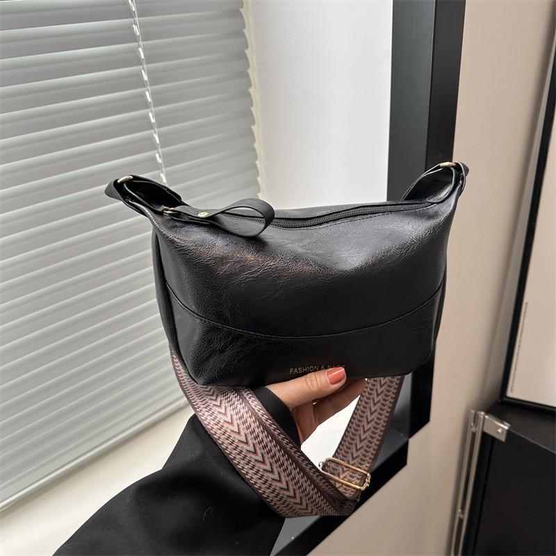 Trendy Black And Brown Shoulder Bag Stylish Crossbody Dumpling Purse For Everyday Use