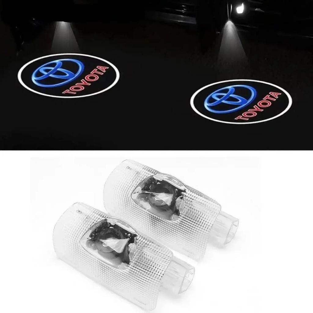 2pcs LED Car Door Welcome Light Logo Light For Toyota Camry Highlander Land Cruiser Prado Avalon Reiz Rav4 Crown CHR Accessory