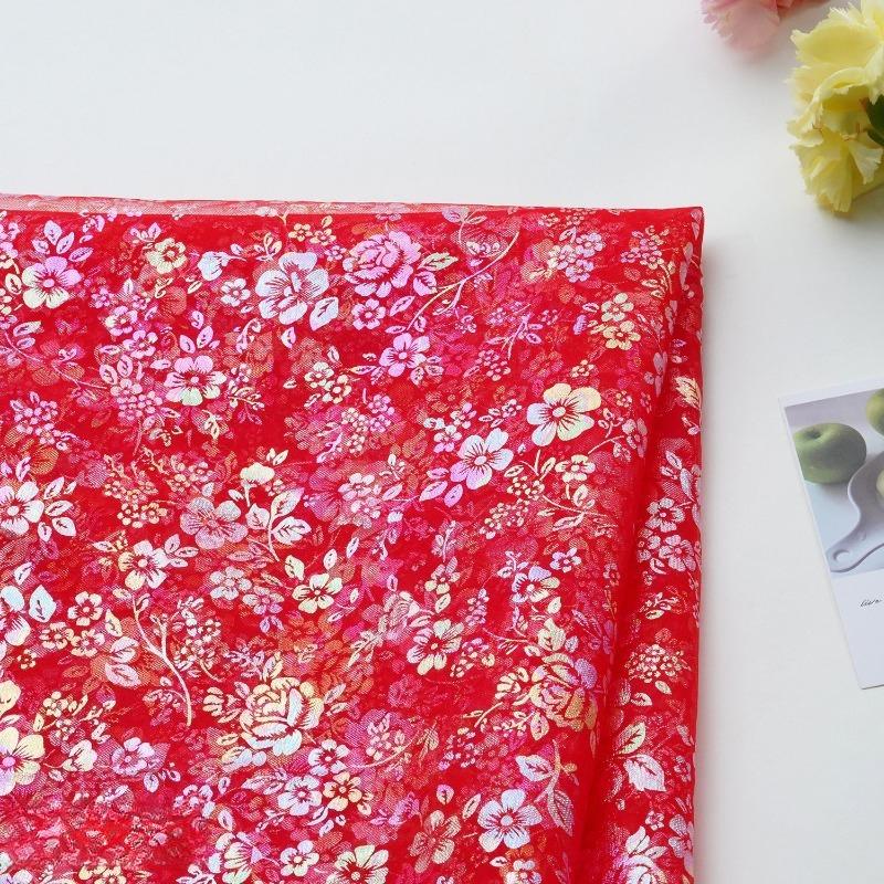 1/3/5 jardów iridescentna gradientowa drukowana tkanina siatkowa na ręcznie robione DIY szycie odzieży spodni spódnic akcesoria dekoracyjne wykończenia kokardek