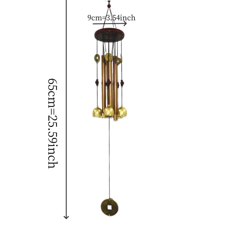 Lucky Coin Wind Chime - 4-Tube Brass Wind Chime with Bells for Patio & Balcony Decor