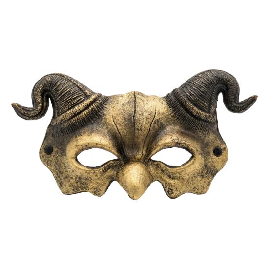 Maschera Demone Mezza Faccia Halloween Corna di Ariete Maschera Demoniaca, Mezza Faccia Horror Leggera Gotica Maschera per Cosplay Festa in Costume Stile Oscuro
