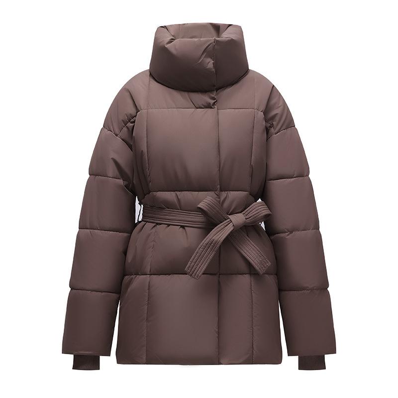 Winter new cotton-padded clothes, stand-up collar belt, thin women's loose and versatile cotton-padded jackets, fashionable cotton-padded clothes, wom