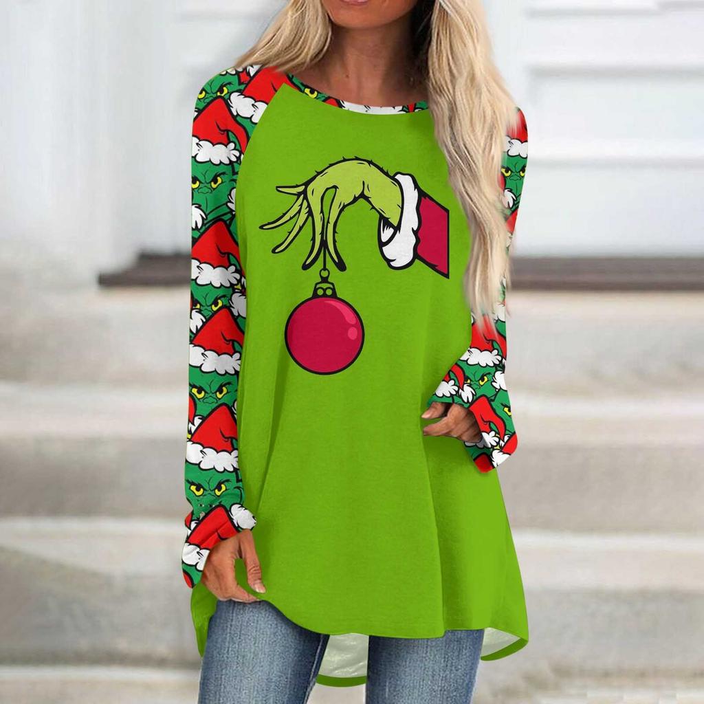 Dámské podzimní a zimní tričko s dlouhým rukávem a kulatým výstřihem ležérní tričko s dlouhým rukávem