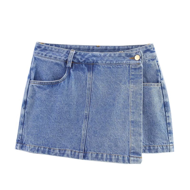 

Kaslead New Arrival Women s Fashion Style Fashion Denim Short Shirt Skirt 7484064 7484062 Light blue Culottes L