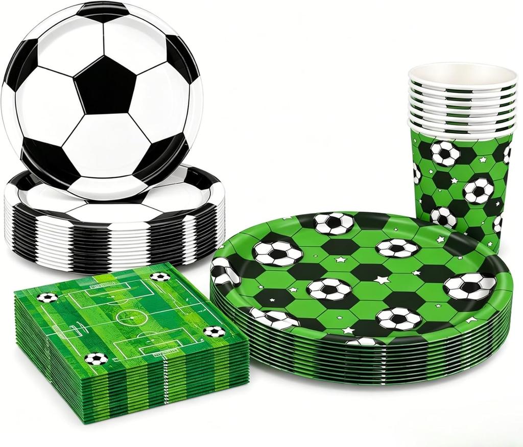 Football Party Kit 80 Pieces for 20 Guests: Sturdy Disposable Plates Cups Napkins for Birthdays Sports Celebrations Game Day Gatherings