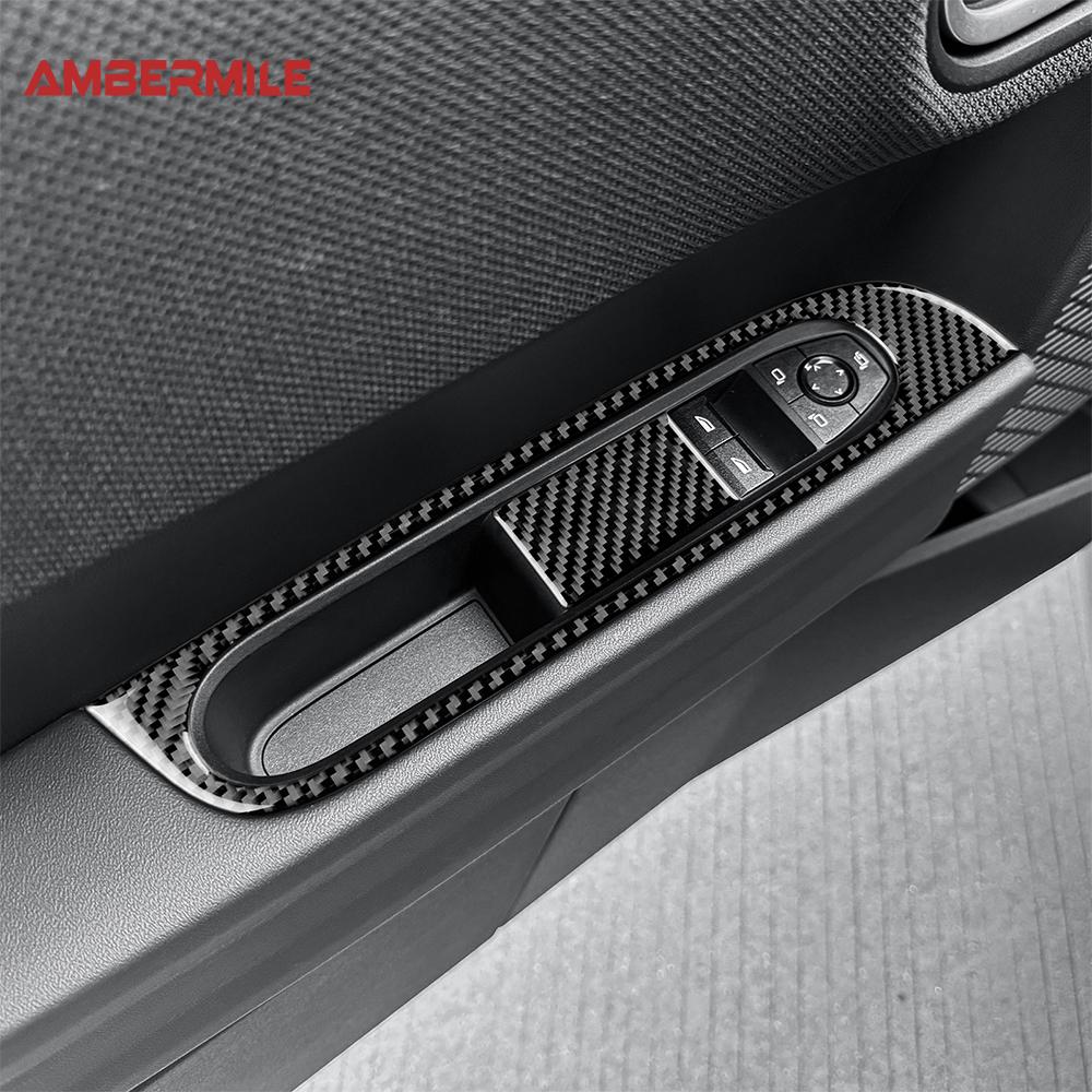 Weißes Carbonfaser-Aufkleberpanel für Mini Cooper S F66 2024 2025 Auto Tür Fensterheber Schalter Rahmen Innenraum Auto Teile LHD RHD