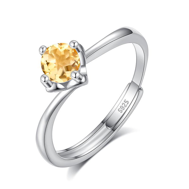S925 Sterling Silver Four Claw Garnet Ring Natural Crystal Stone Fashion Minimalist Women Daily Fine Jewelry