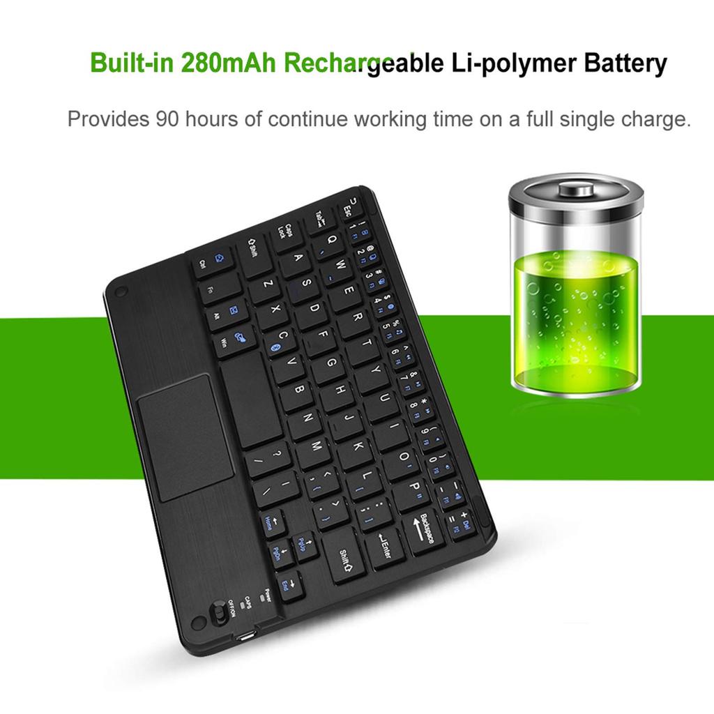 Wireless Tablet Keyboard with Touchpad, Ultra-Slim Mini Tablet Bluetooth Keyboard for Windows PC, Android Tablet