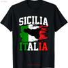 Sicilia Italia Italian Flag Italy Sicily T Shirt Vintage Washed Soft Slightly Top For Everyday Wear Stretched Comfortable