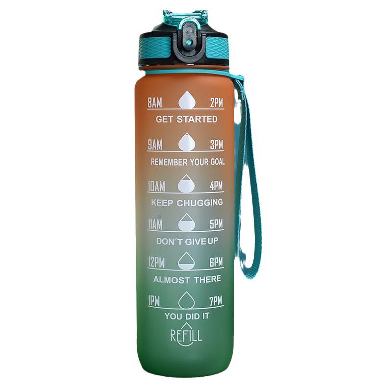 Gradient Plastic Sports Water Bottle with Bounce Lid - Large Capacity for Students & Outdoor Fitness