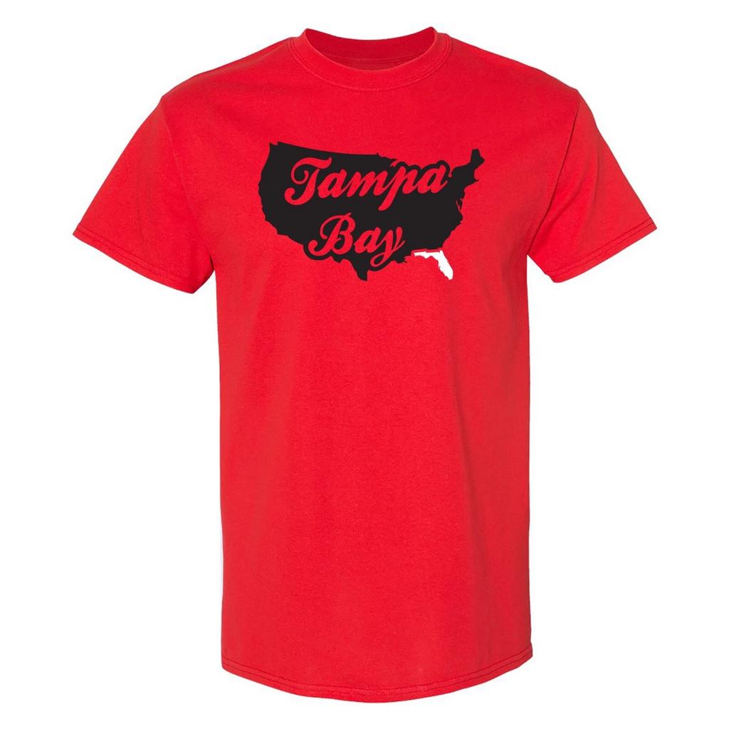 Tampa Bay USA Script - Football Team Colors Sports T-Shirt - Cardinal