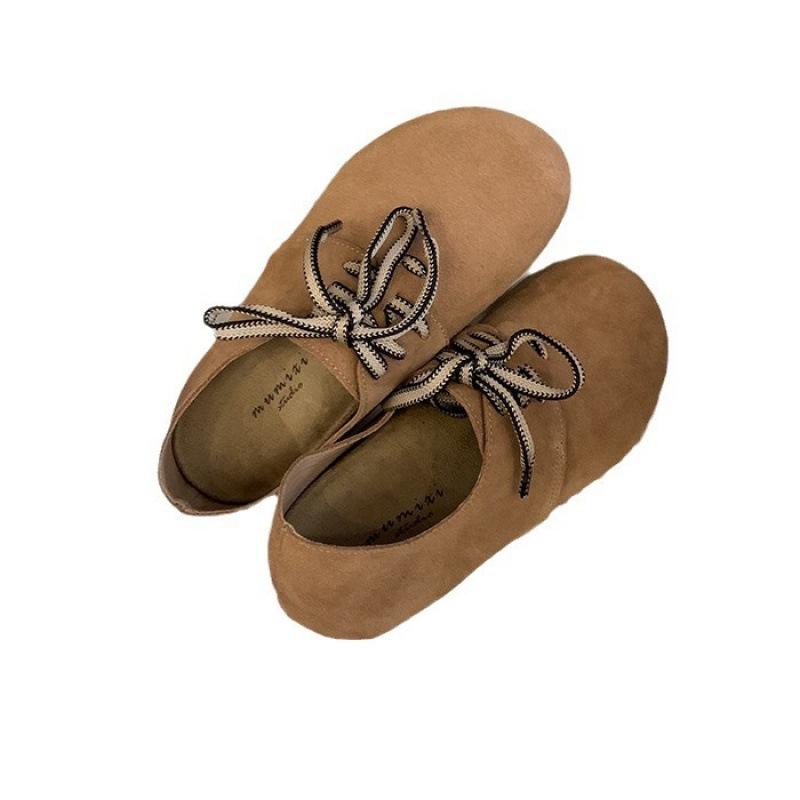Flat-bottomed Mori Women's Style Women's Autumn New Leather Round Head Straps Single Shoes Soft-soled Shoes