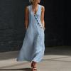 2026 Summer Cross-border Women's Clothing Vacation Casual V-neck Sleeveless Button Design Lazy Wind Vest Skirt Amazon Women