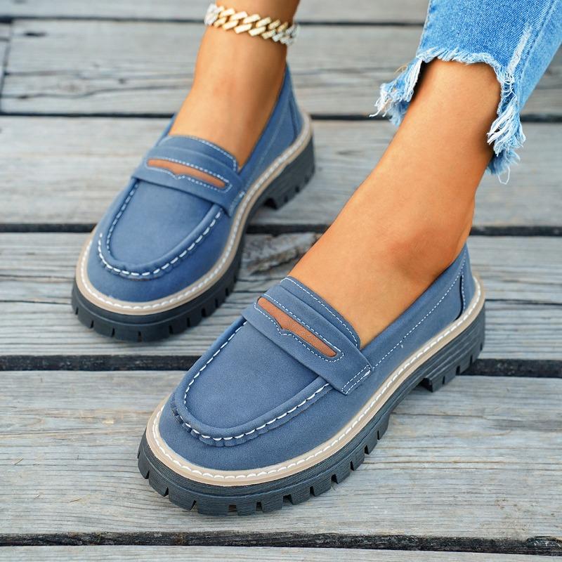 Women's Loafers Fall New Casual Slip-On Platform Single Shoes Retro Versatile Lazy Shoes