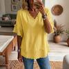 Women's Spring/Summer Casual Fashion V-Neck Pullover Shirt — Loose-Fit, Short Sleeve Top