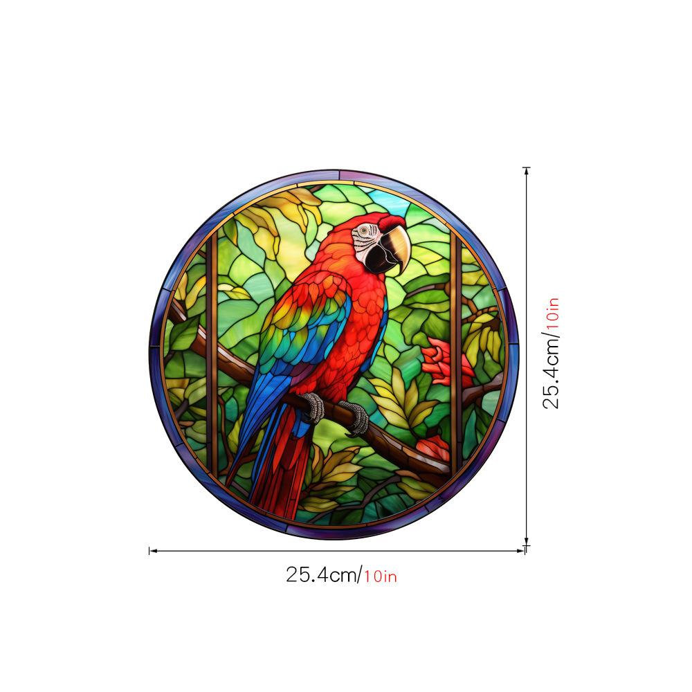 Retro Colorful Hummingbird Iris Window Glass Electrostatic Sticker Detachable Decorative Film Home Decoration
