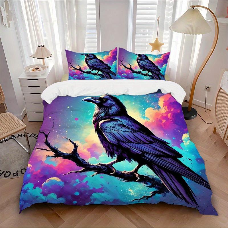 

3pcs Crows, Fantasy Bedding Cover Set, Fashion Classic Popular Print Bedding Set, Soft Comfortable, All - Season Use, For Bedroom, Guest Room193 135x200cm