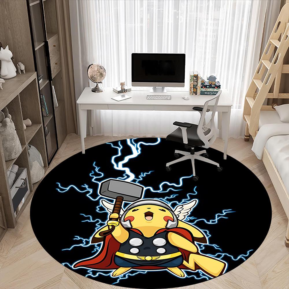 1pc Pikachu Thor Chair Carpet for Office - Indoor Non-Slip Washable Polyester Fiber Carpet, Soft Comfortable Mat For Office Yy250928026