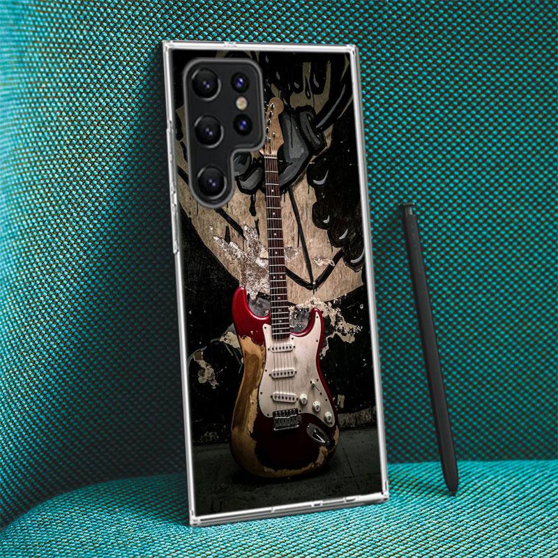 Capa de Celular Elétrica Retro Rock Music Para Samsung S25 Edge S24 FE Galaxy S21 S20 FE S23 S22 Ultra S10 Plus S10E Capa Transparente