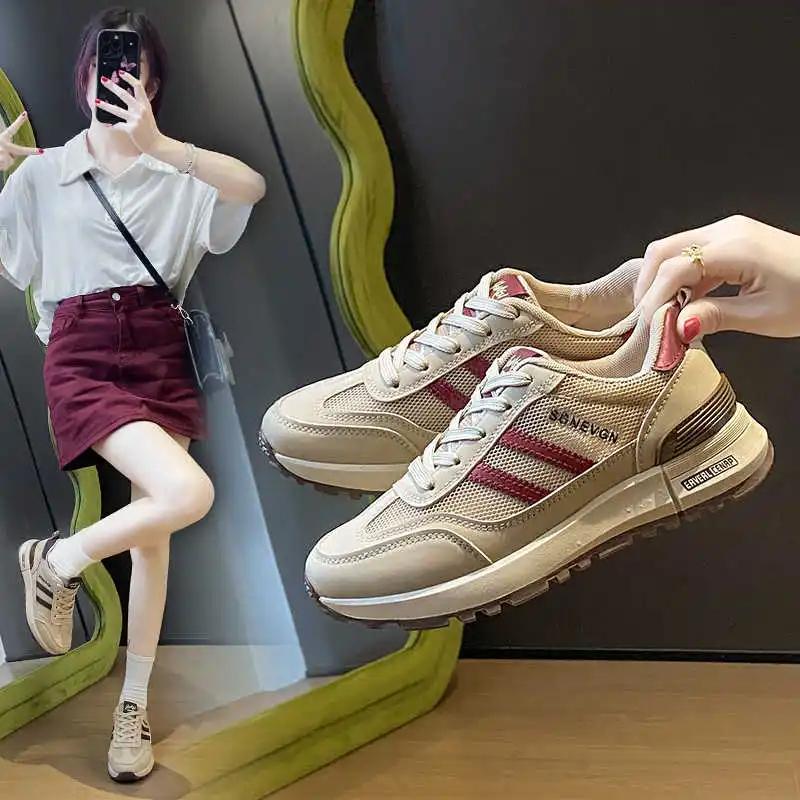 Fashion Round Foot Increases Height Best Selling Vulcanize Sneakers Women Trends Ladies Golf Shoes Sports Luxury Brand Daily
