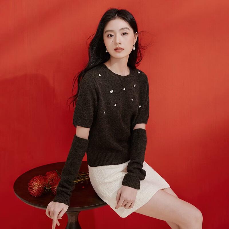 Xiangying Women s Beaded Pullover Knit Top M