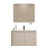 Rounded Corner Bathroom Vanity with Integrated Basin and Aluminum Cabinet