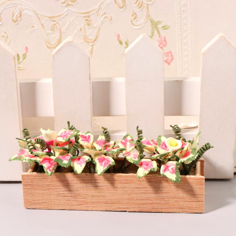 1:12 Dollhouse Miniature Flower Bushes Potted Plant Flower Bed Flower Bonsai Model Garden Home Decor Doll House Accessories