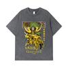 275 GSM Washed T-shirts 100% Cotton Saint Seiya V19 Aries Print Unisex Heavy Cotton T Shirt