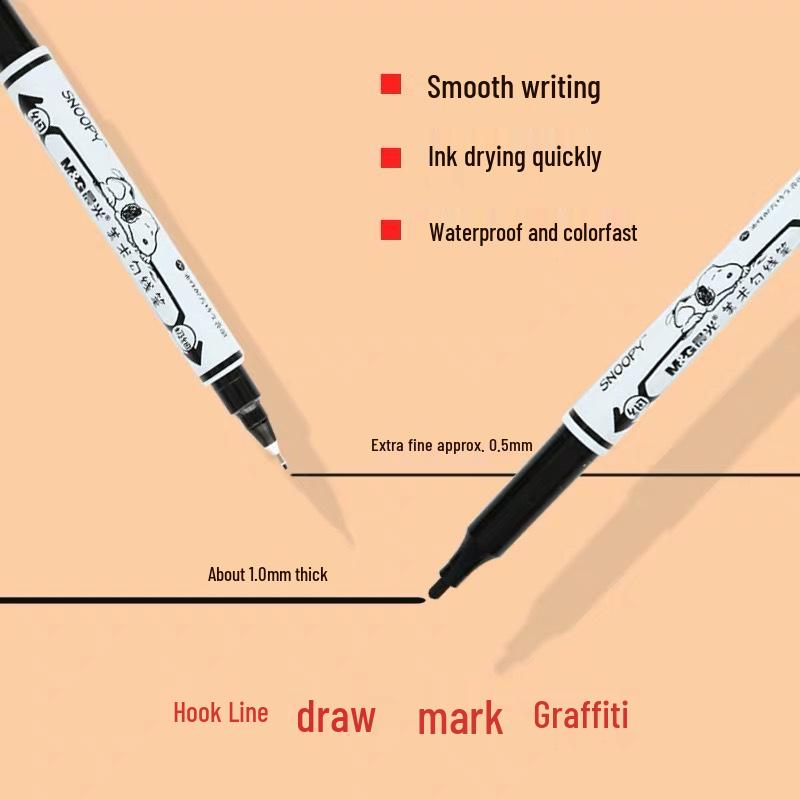 Chen Guang Double-Headed Art Liner Pen - Waterproof, Oil-Based Marker, Fade-Resistant, Ideal for Students