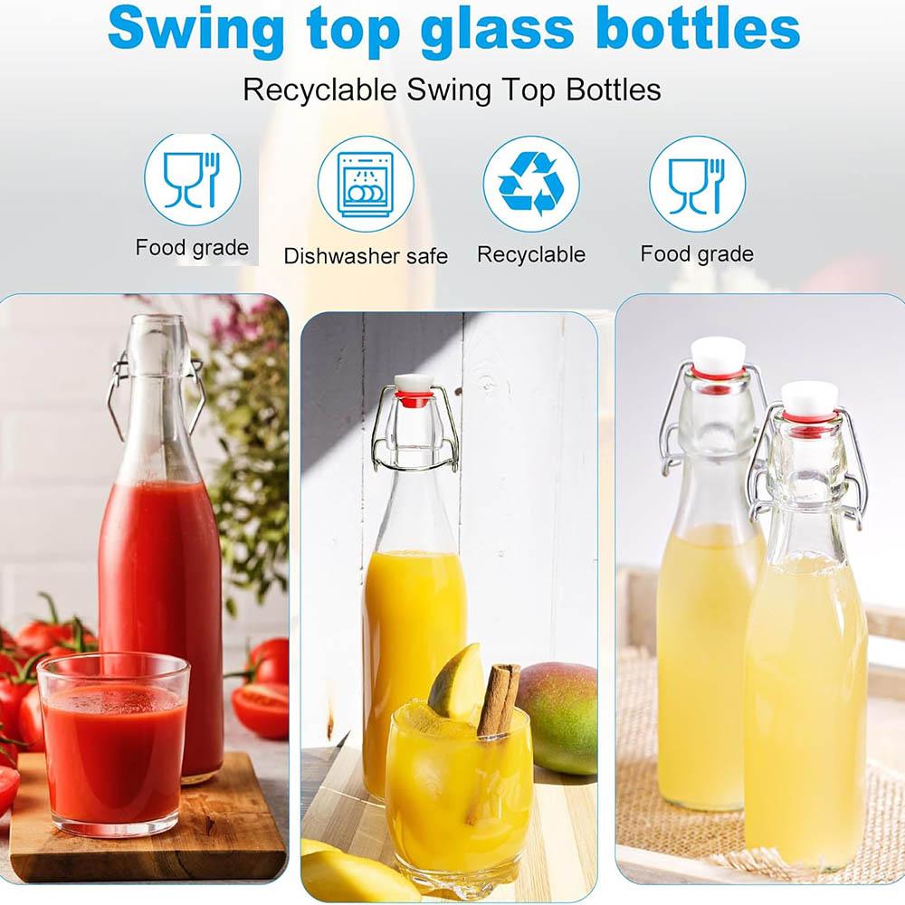 16oz Swing Top Glass Bottles with Airtight Lid for Fermentation,Mead,Vanilla Extract,Coquito,Vinegar,Beer,Kefir,Wine,Soda,Juice