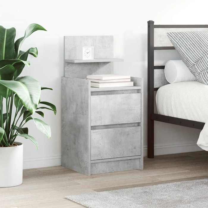 VidaXL Tables de chevet avec 2 tiroirs 2 pcs gris béton 38x34x80 cm, meuble de chevet, table d'appoint, armoire de lit, 861362