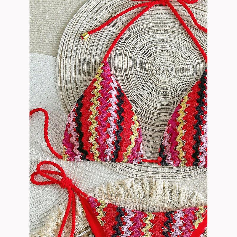 Micro Bikini Damen Handgefertigt Häkelstrick Bademode Neckholder Badeanzug Badeanzug Biquini String Zweiteiliges Bikini-Set