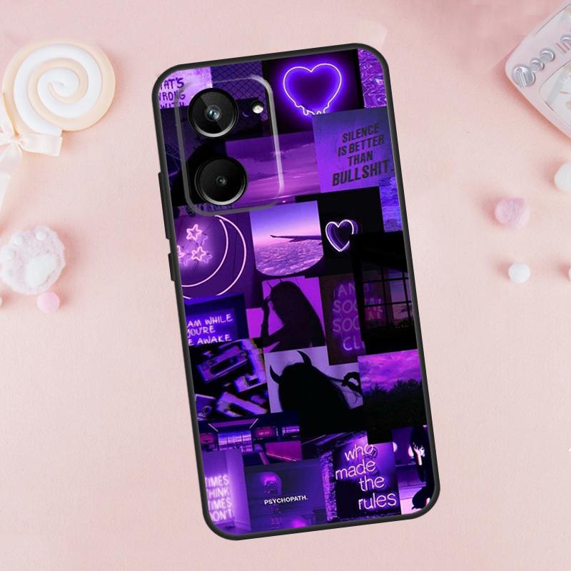 Purple aesthetic For Realme GT Neo 5 GT3 9 10 11 12 Pro Plus C30 C31 C33 C35 C25s C21Y C51 C53 C55 C67 Case