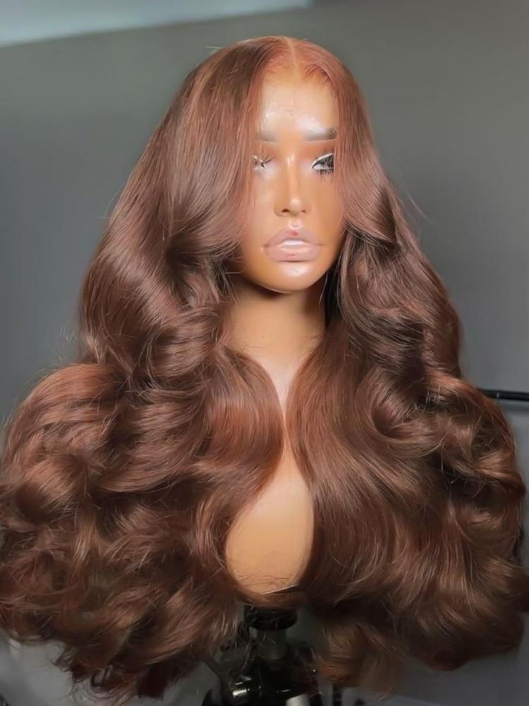 Body Wave 34 palcový 13x4 čokoládovo hnedý HD čipkovaný predný parochňa ľudské vlasy brazílsky farebný 13X4 priehľadný čipkovaný predný parochňa Body Wave 32inches čokoládovo hnedá farba