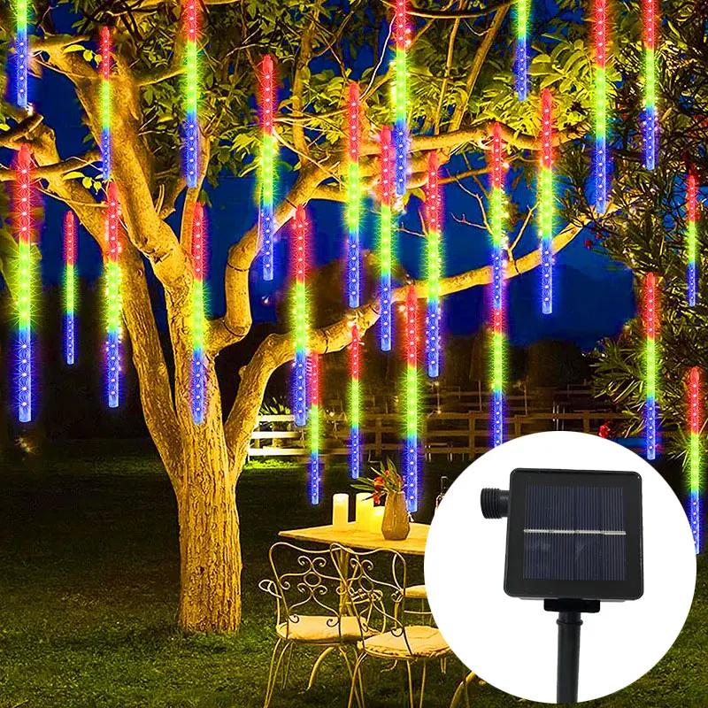 Solar Meteor Shower Rain String Lights 30/50CM Outdoor Waterproof LED Ambient Lighting for Tree Wedding Party Holiday Decoration