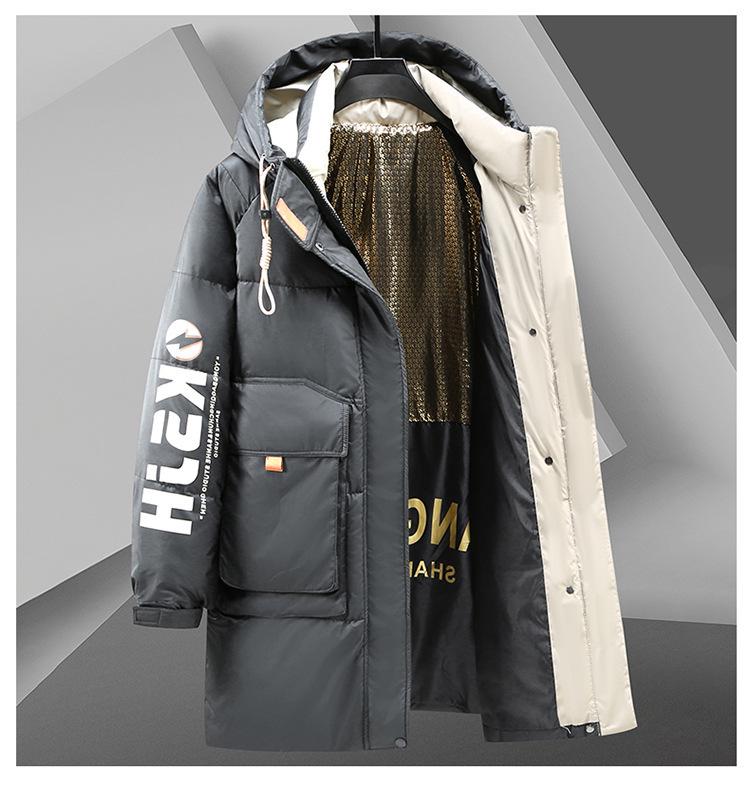 Men's Plus Size Mid-Length Hooded Cotton Jacket - Loose, Trendy & Padded