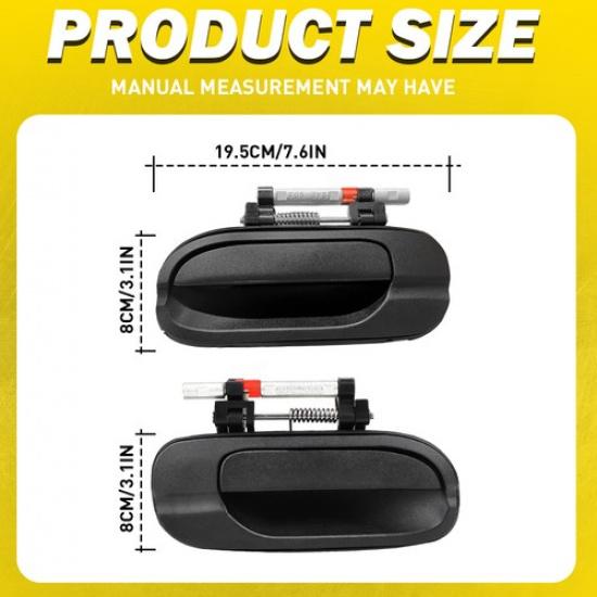 Rear Left+Right Handle*2 Outer Door Black for 2000-2006 Nissan Sentra NI1520108
