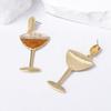 Exquisite fashion light luxury niche design sense alloy zircon personalized wine bottle wine glass series women's earrings