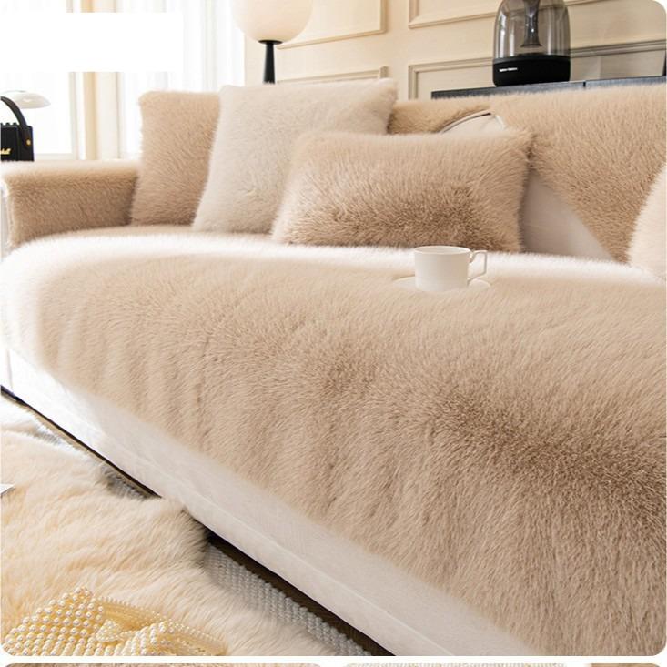 1PC Sofa Cushion French Plush Winter Thickened Non-slip Seat Cushion Simple Modern Full Cover Towel Suitable for Autumn Winter