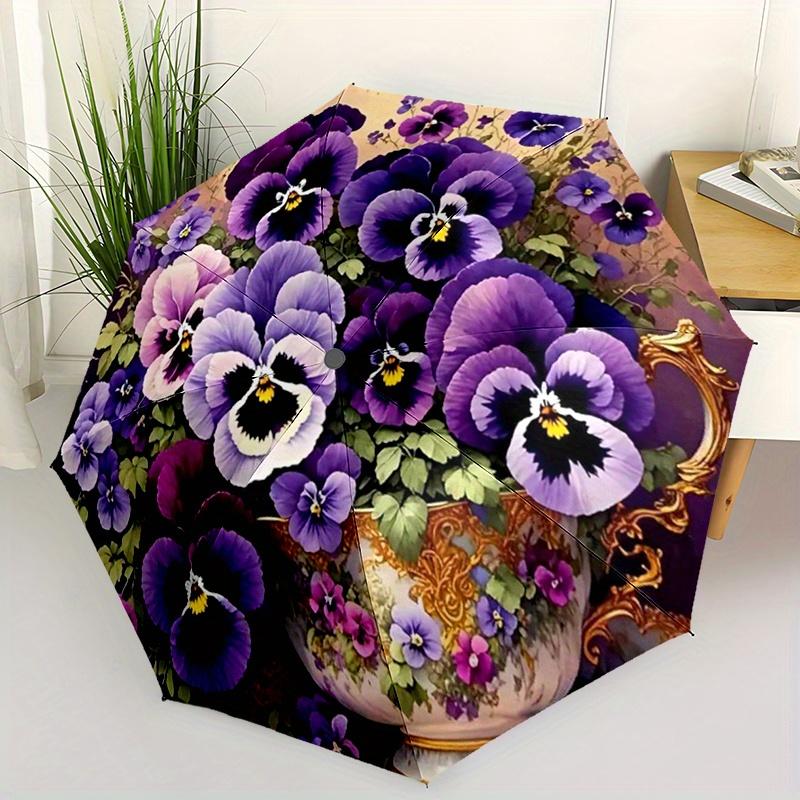 

1pc Flower Bouquet in Teacup Automatic Folding Umbrella Compact Lightweight for Outdoor AdventuresT64 (as the picture,Iron&8K)